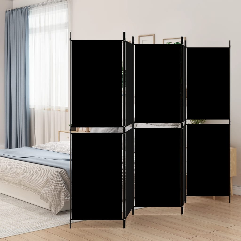 Kamerscherm met 5 panelen 250x180 cm stof zwart