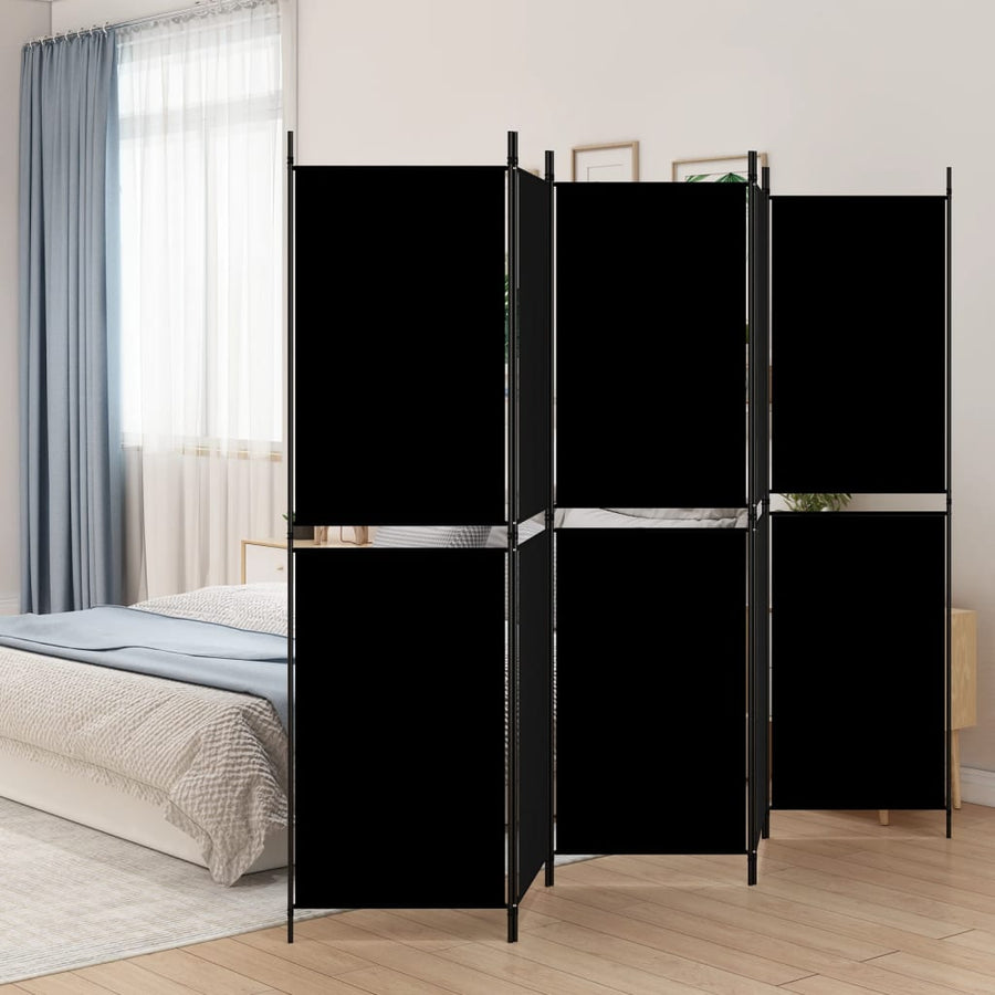 Kamerscherm met 5 panelen 250x180 cm stof zwart