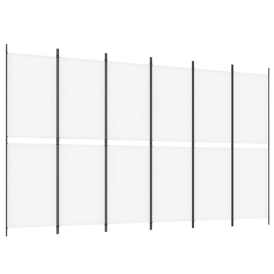 Kamerscherm Met 6 Panelen Stof 300 x 180 cm Wit