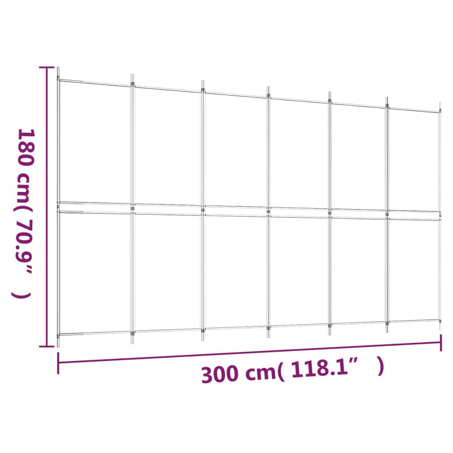 Kamerscherm Met 6 Panelen Stof 300 x 180 cm Wit