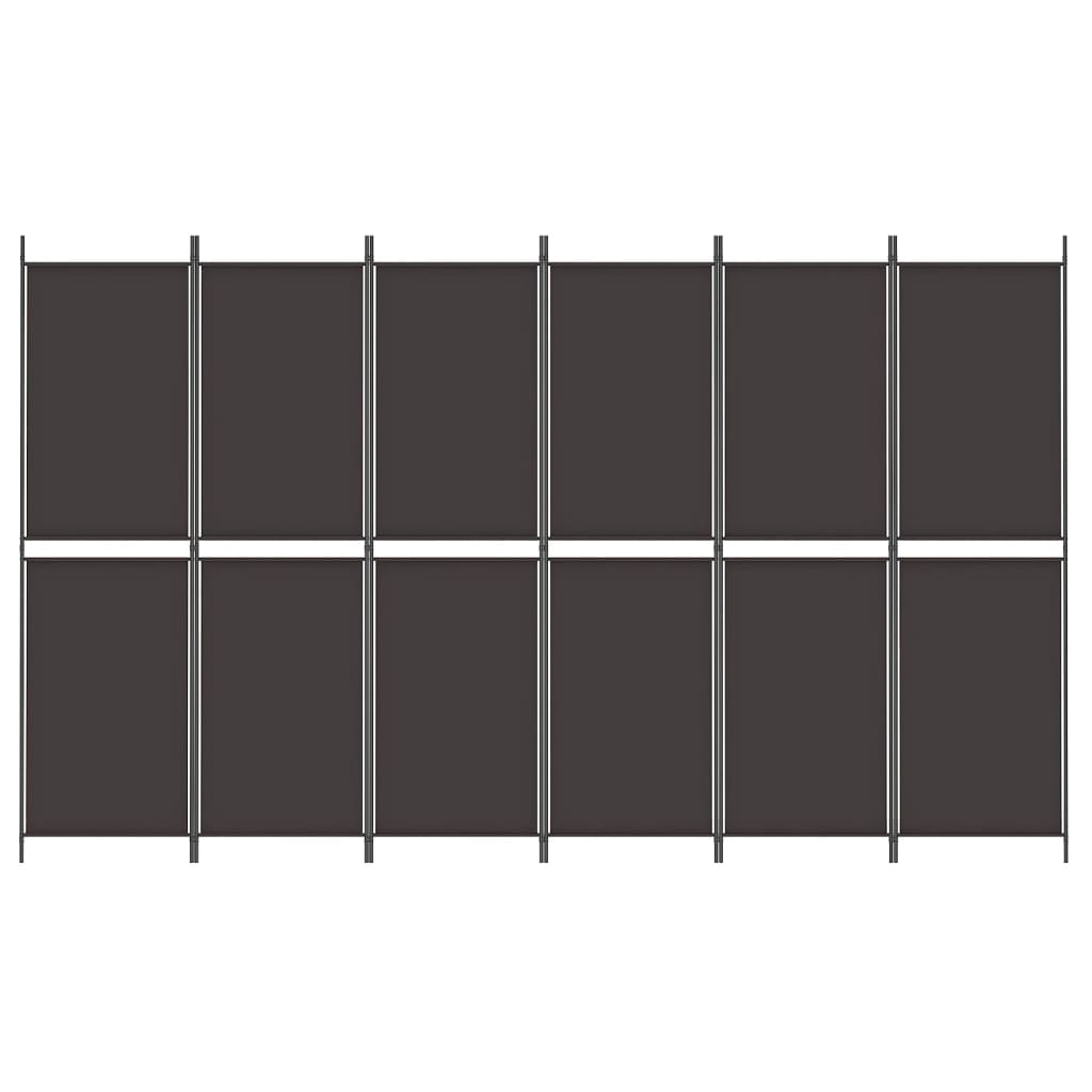 Kamerscherm met 6 panelen 300x180 cm stof bruin