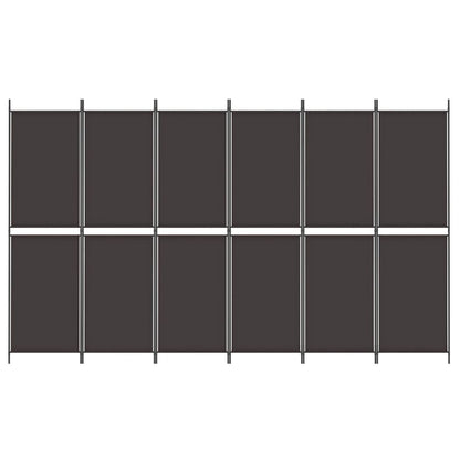 Kamerscherm met 6 panelen 300x180 cm stof bruin