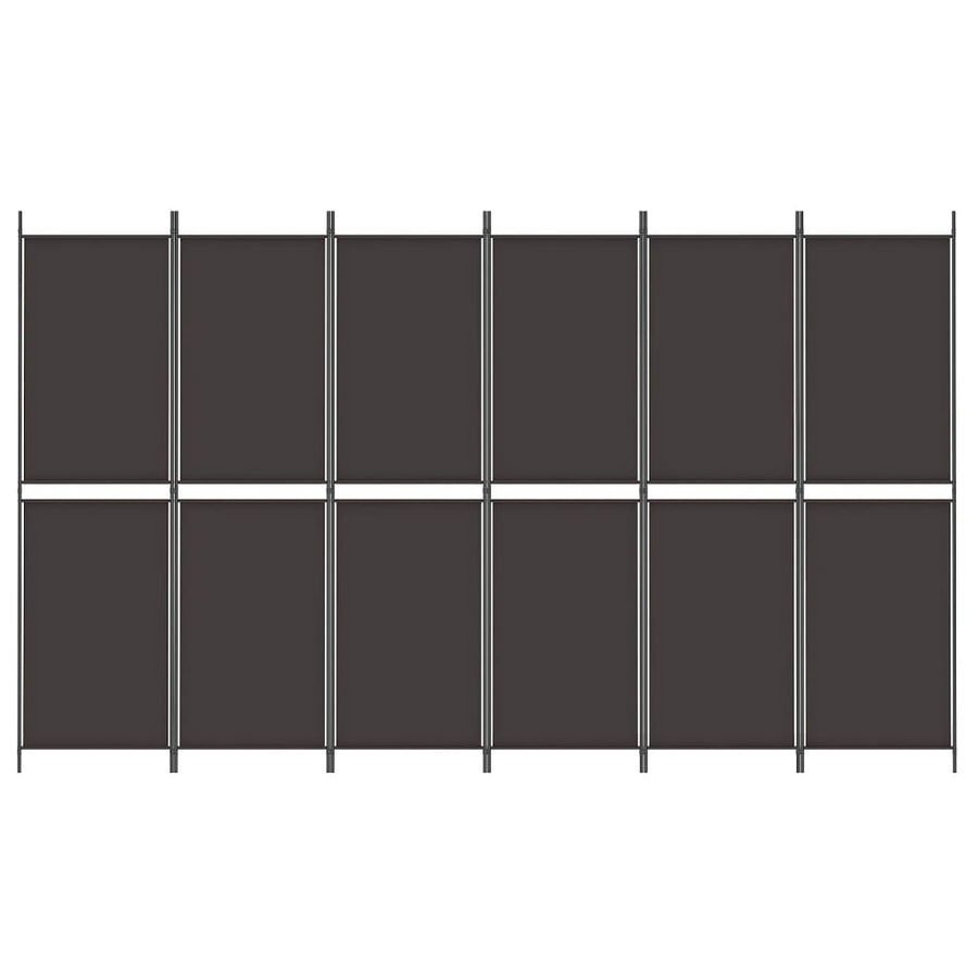 Kamerscherm met 6 panelen 300x180 cm stof bruin