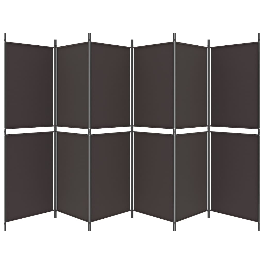 Kamerscherm met 6 panelen 300x180 cm stof bruin