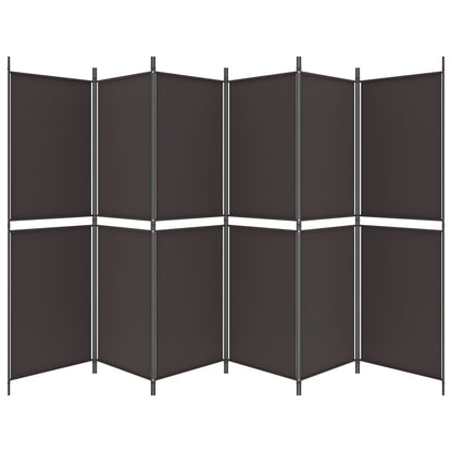 Kamerscherm met 6 panelen 300x180 cm stof bruin