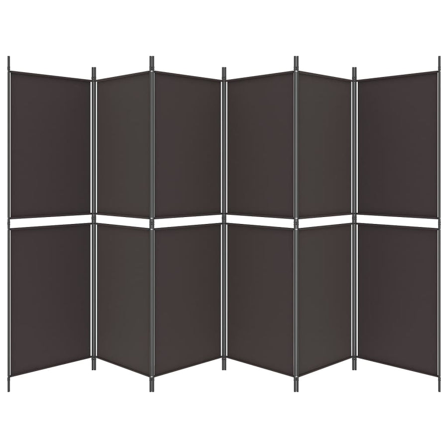 Kamerscherm met 6 panelen 300x180 cm stof bruin