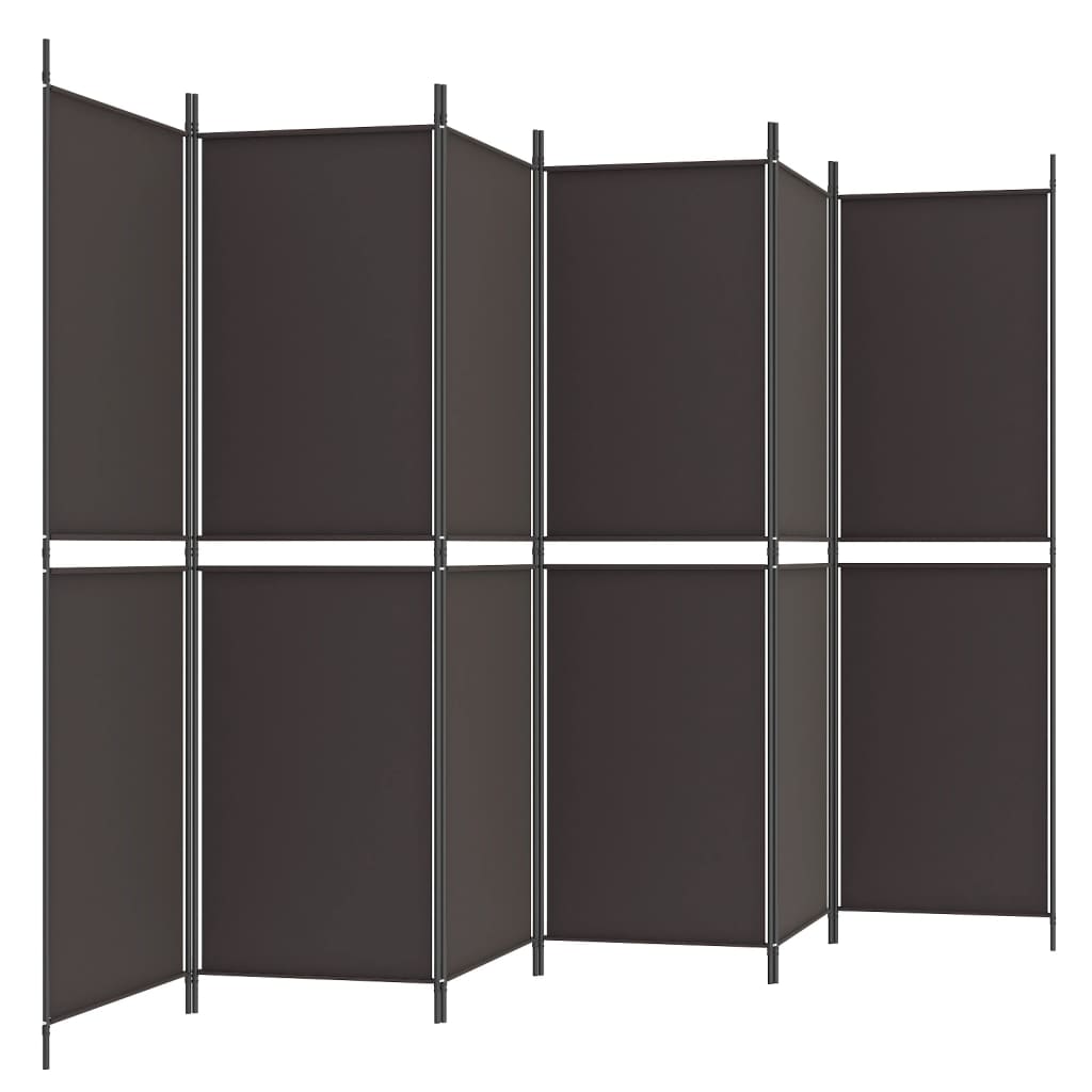 Kamerscherm met 6 panelen 300x180 cm stof bruin