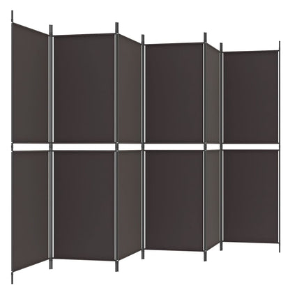 Kamerscherm met 6 panelen 300x180 cm stof bruin