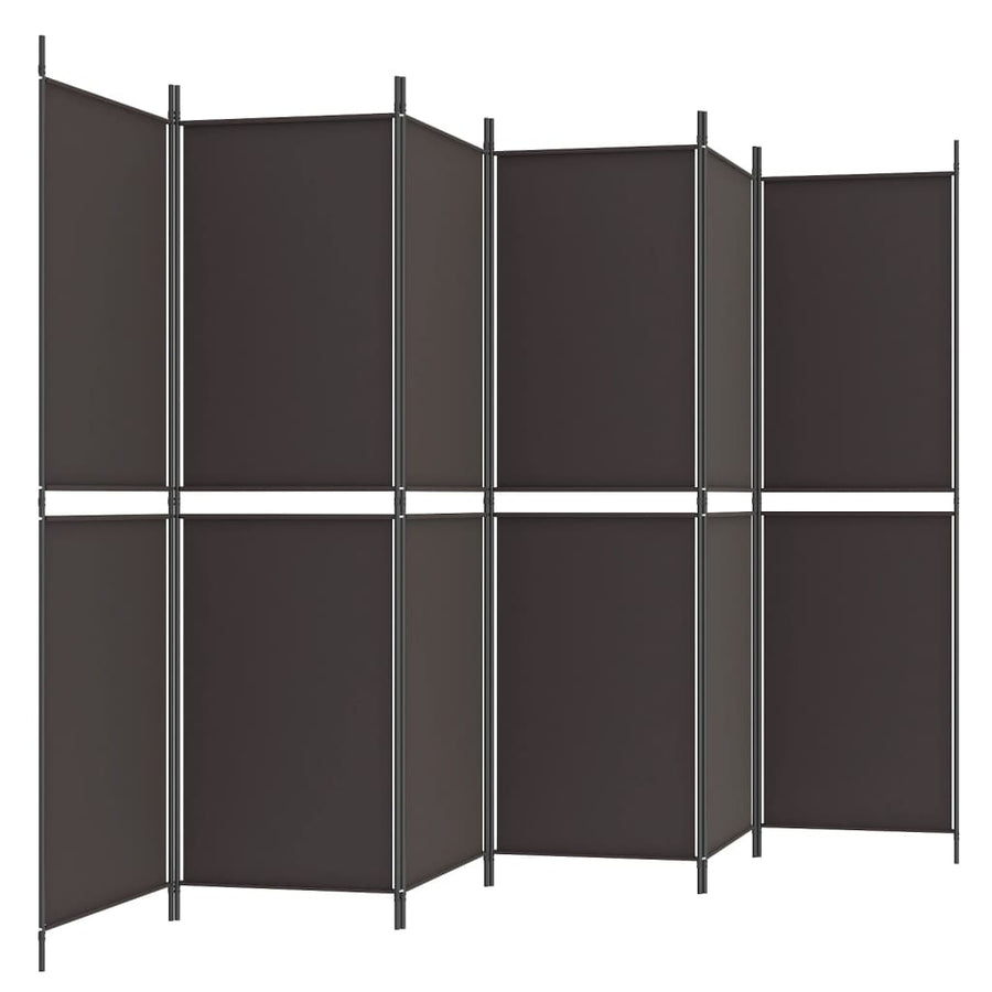 Kamerscherm met 6 panelen 300x180 cm stof bruin