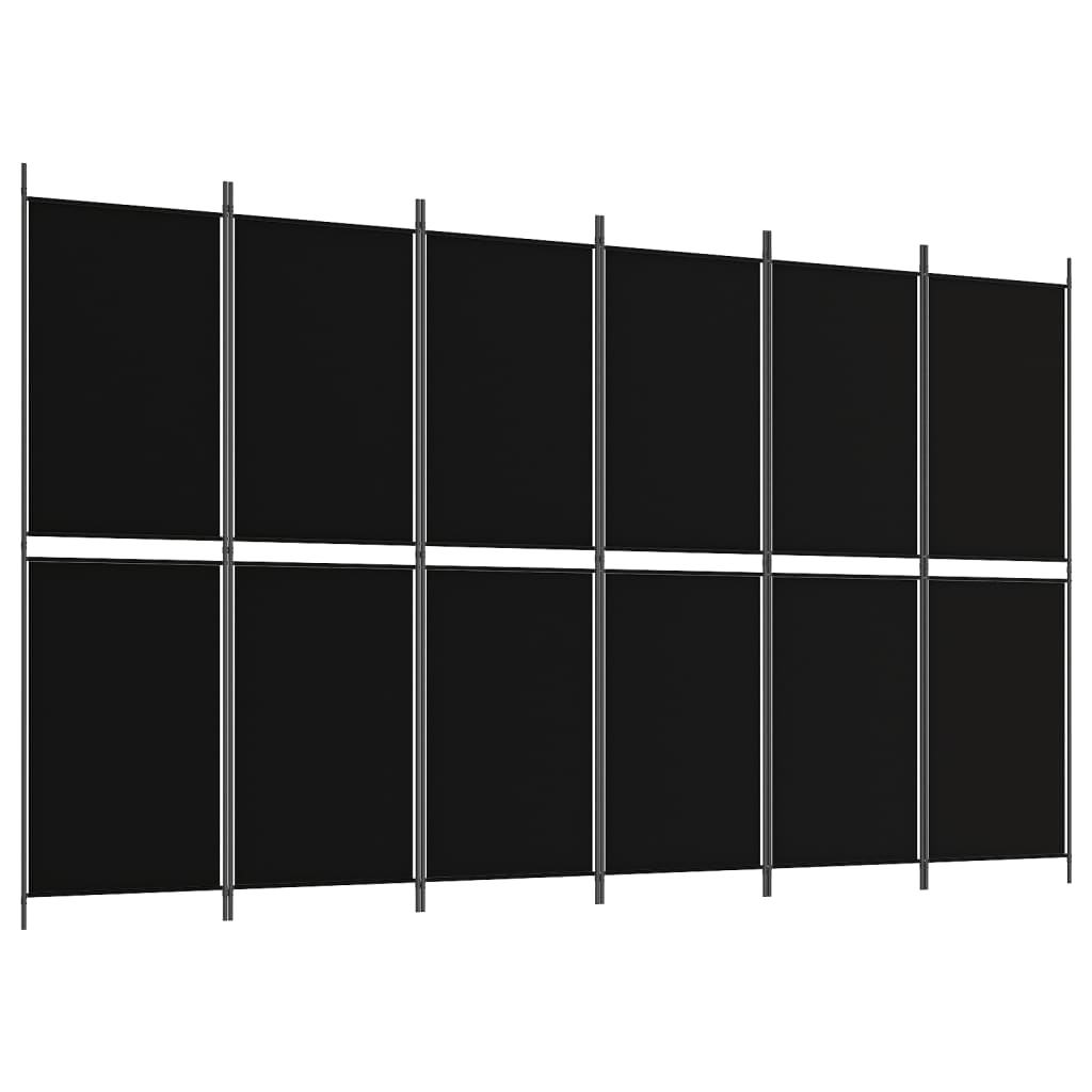 Kamerscherm met 6 panelen 300x180 cm stof zwart