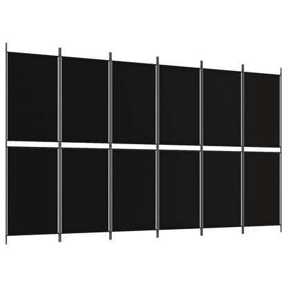 Kamerscherm met 6 panelen 300x180 cm stof zwart