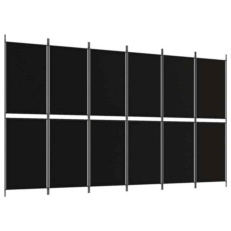 Kamerscherm met 6 panelen 300x180 cm stof zwart