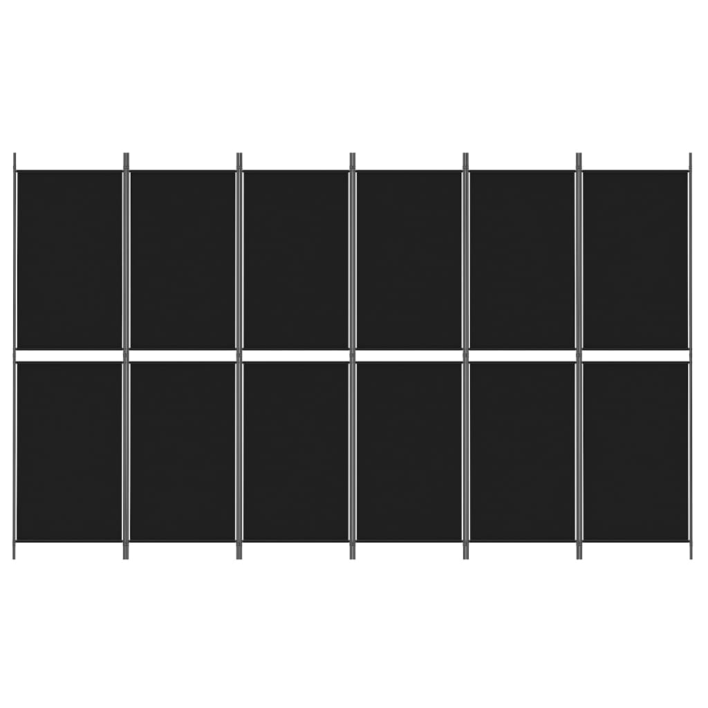Kamerscherm met 6 panelen 300x180 cm stof zwart