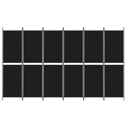 Kamerscherm met 6 panelen 300x180 cm stof zwart