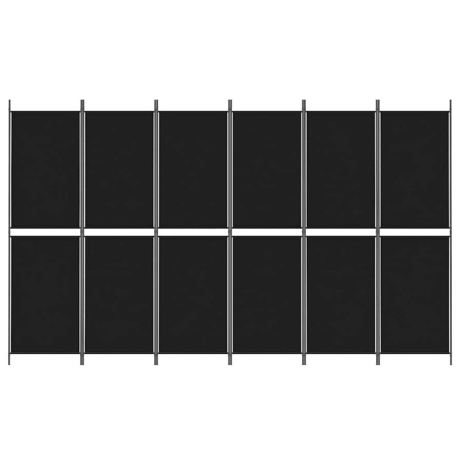 Kamerscherm met 6 panelen 300x180 cm stof zwart