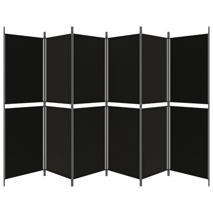 Kamerscherm met 6 panelen 300x180 cm stof zwart