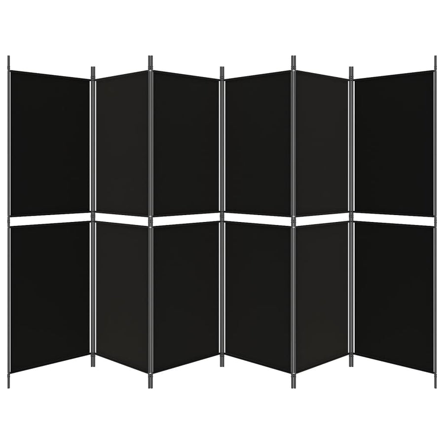 Kamerscherm met 6 panelen 300x180 cm stof zwart