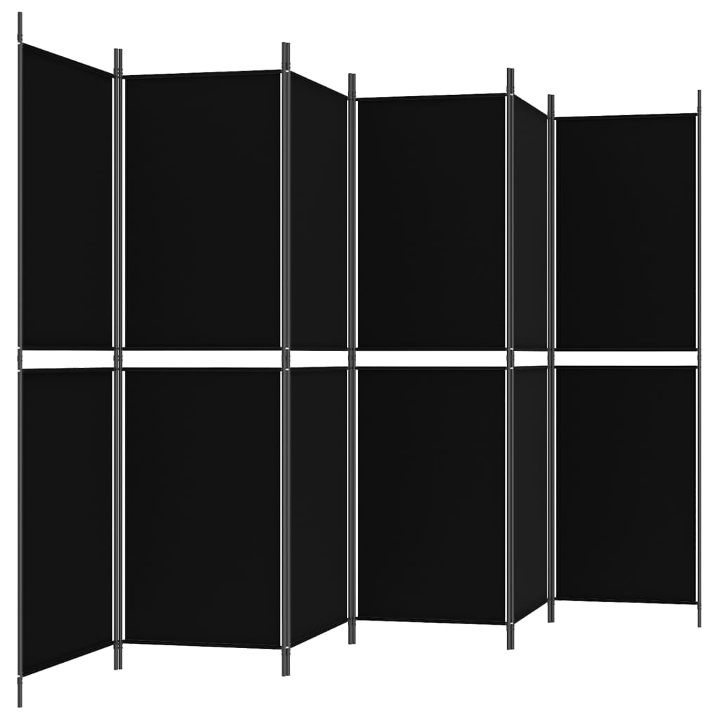 Kamerscherm met 6 panelen 300x180 cm stof zwart