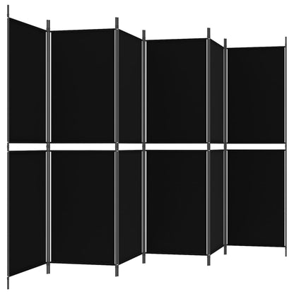 Kamerscherm met 6 panelen 300x180 cm stof zwart