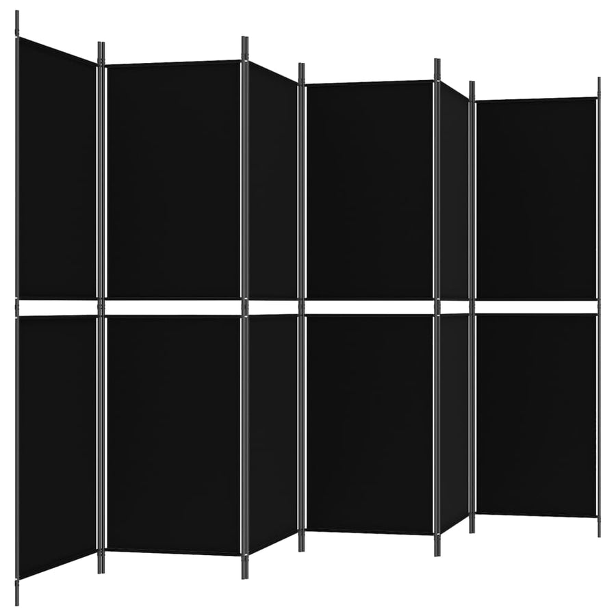 Kamerscherm met 6 panelen 300x180 cm stof zwart