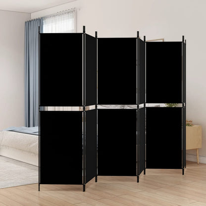 Kamerscherm met 6 panelen 300x180 cm stof zwart