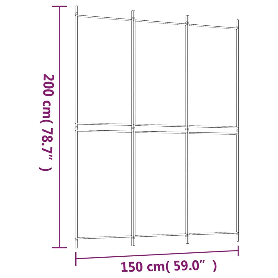 Kamerscherm met 3 panelen 150x200 cm stof antracietkleurig