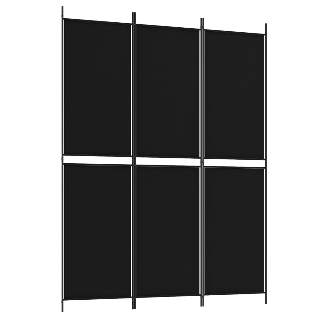 Kamerscherm met 3 panelen 150x200 cm stof zwart