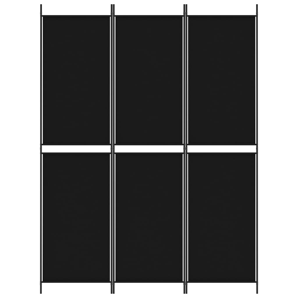 Kamerscherm met 3 panelen 150x200 cm stof zwart