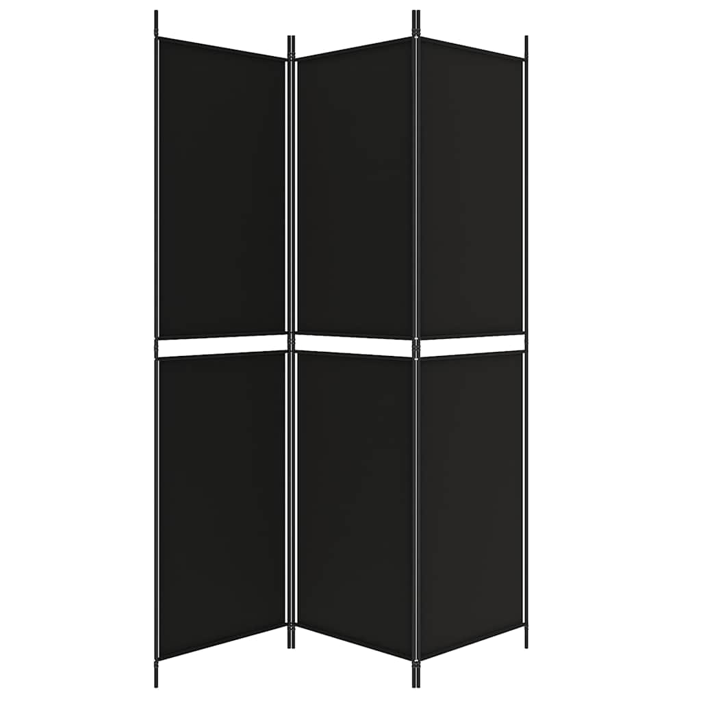 Kamerscherm met 3 panelen 150x200 cm stof zwart