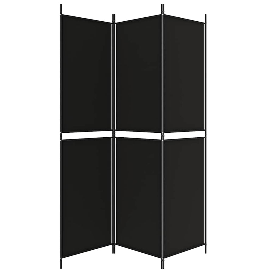 Kamerscherm met 3 panelen 150x200 cm stof zwart