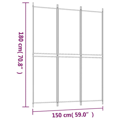 Kamerscherm met 3 panelen 150x200 cm stof zwart