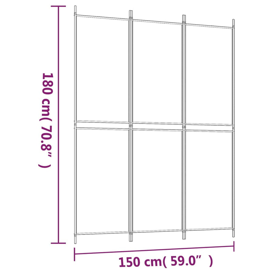 Kamerscherm met 3 panelen 150x200 cm stof zwart