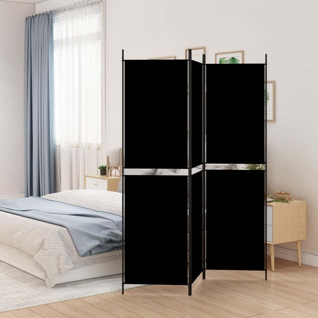 Kamerscherm met 3 panelen 150x200 cm stof zwart