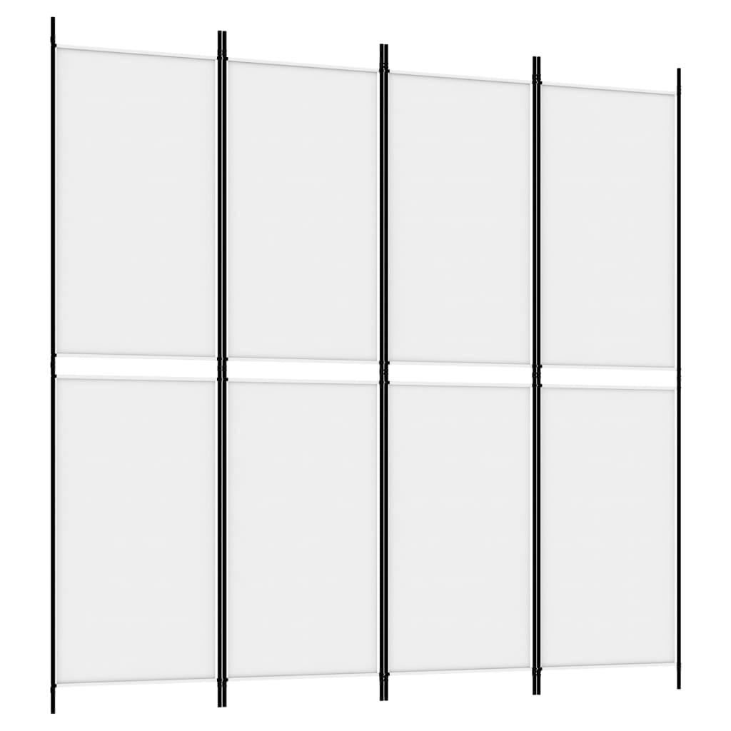 Kamerscherm met 4 panelen 200x200 cm stof wit