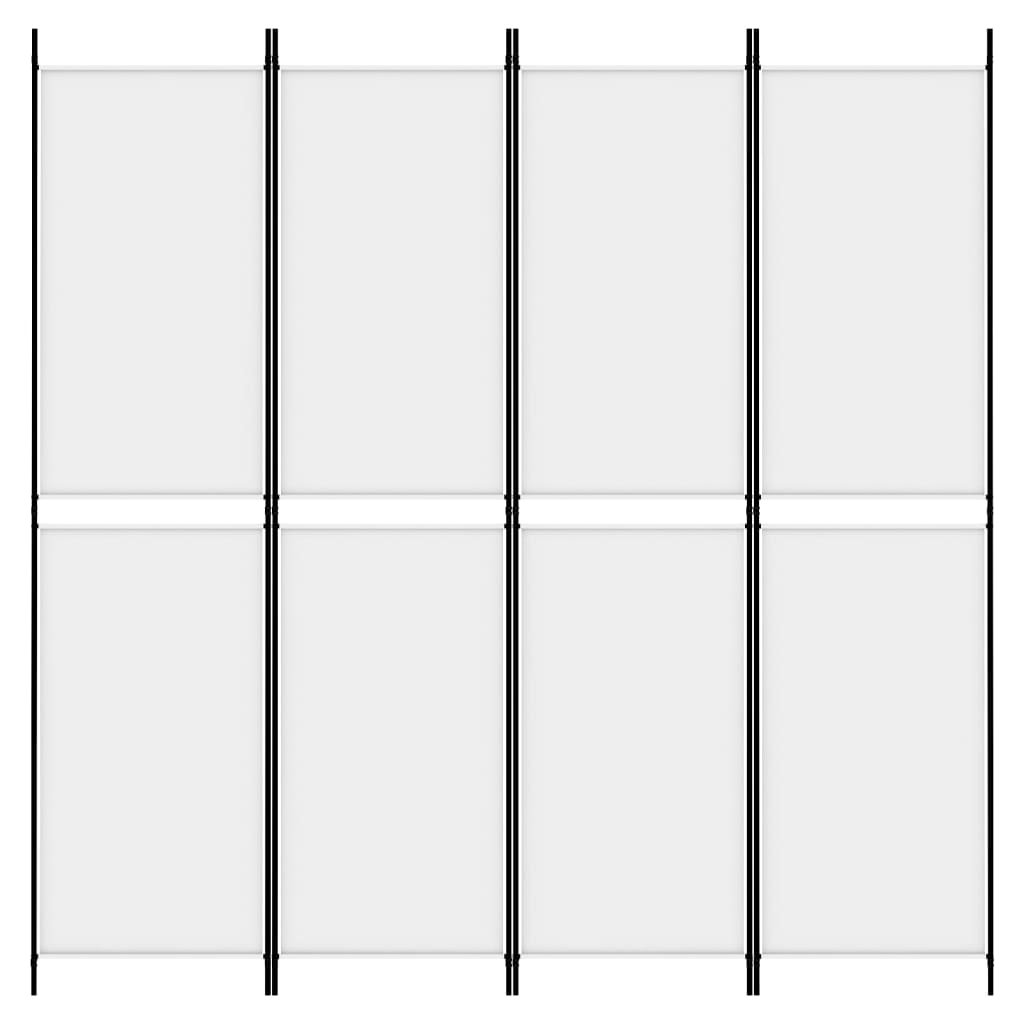 Kamerscherm met 4 panelen 200x200 cm stof wit