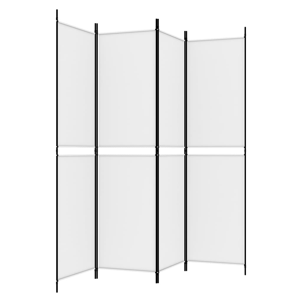 Kamerscherm met 4 panelen 200x200 cm stof wit