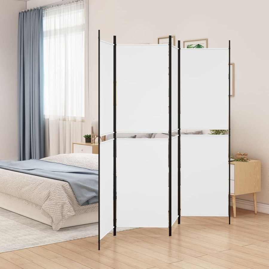 Kamerscherm met 4 panelen 200x200 cm stof wit