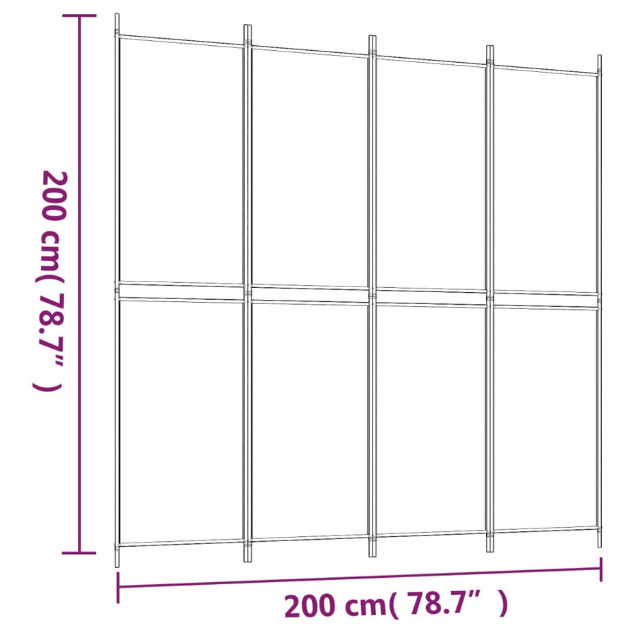 Kamerscherm met 4 panelen 200x200 cm stof bruin