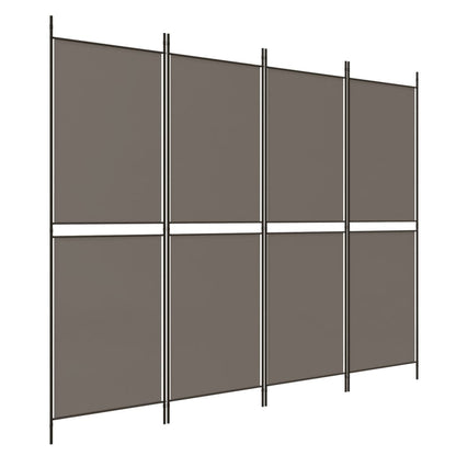 Kamerscherm met 4 panelen 200x200 cm stof antracietkleurig