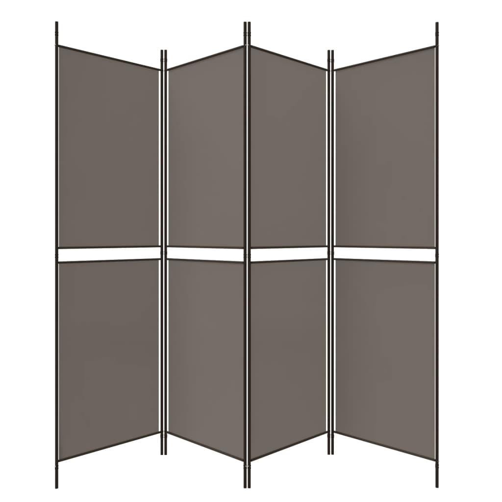 Kamerscherm met 4 panelen 200x200 cm stof antracietkleurig