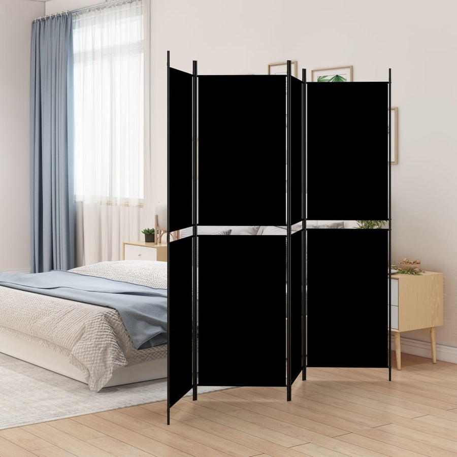 Kamerscherm Met 4 Panelen Stof Zwart 4
