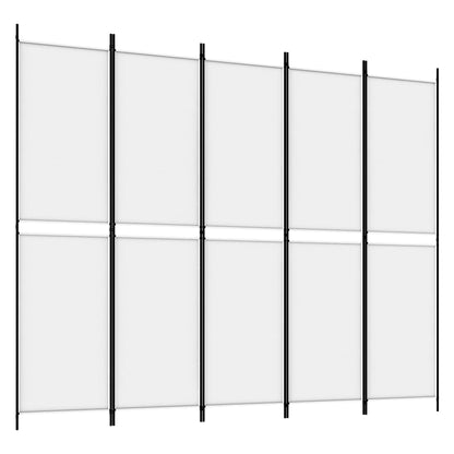 Kamerscherm met 5 panelen 250x200 cm stof wit