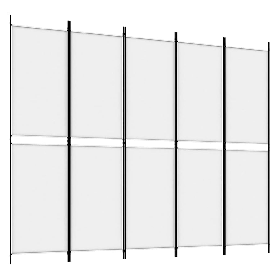 Kamerscherm met 5 panelen 250x200 cm stof wit