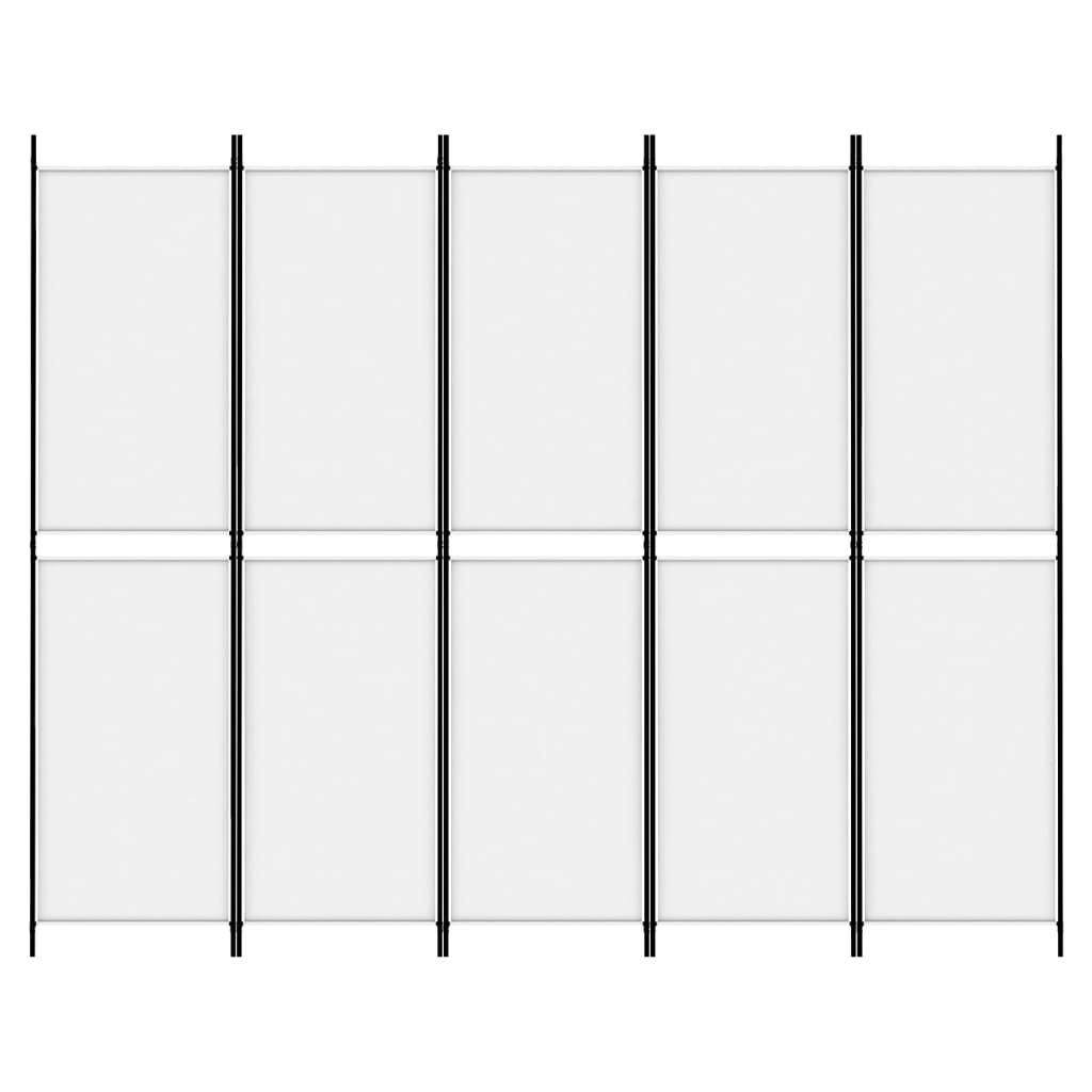 Kamerscherm met 5 panelen 250x200 cm stof wit