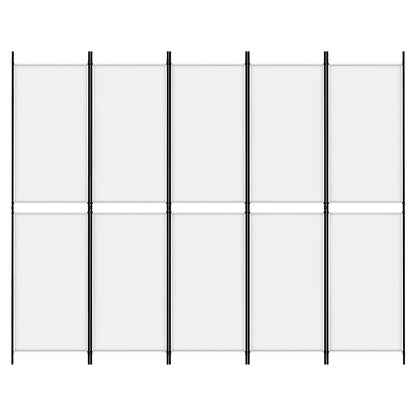 Kamerscherm met 5 panelen 250x200 cm stof wit