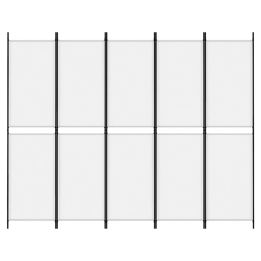 Kamerscherm met 5 panelen 250x200 cm stof wit