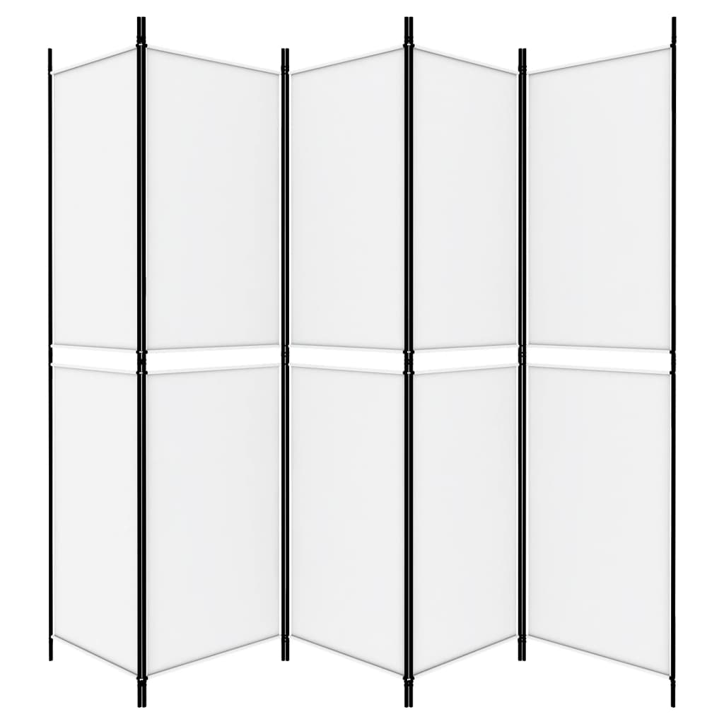 Kamerscherm met 5 panelen 250x200 cm stof wit
