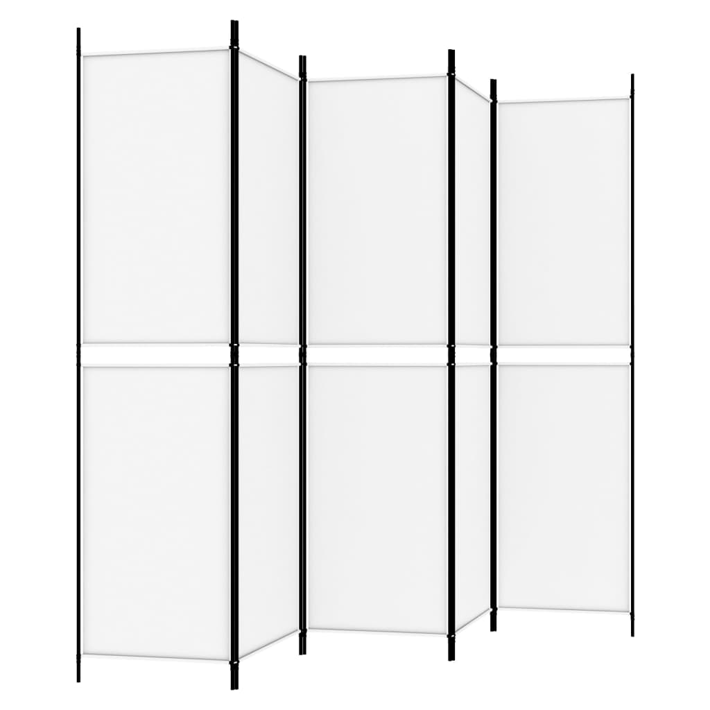 Kamerscherm met 5 panelen 250x200 cm stof wit