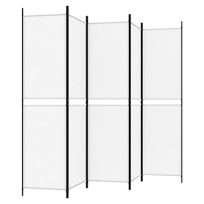 Kamerscherm met 5 panelen 250x200 cm stof wit
