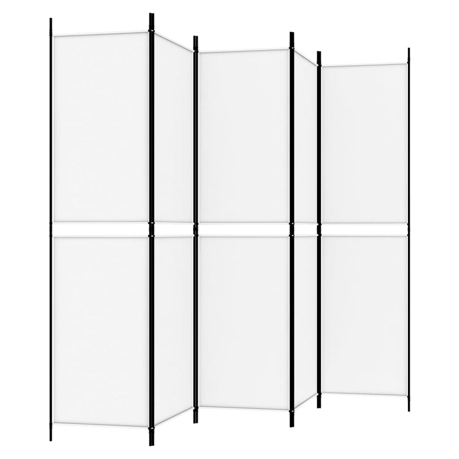 Kamerscherm met 5 panelen 250x200 cm stof wit
